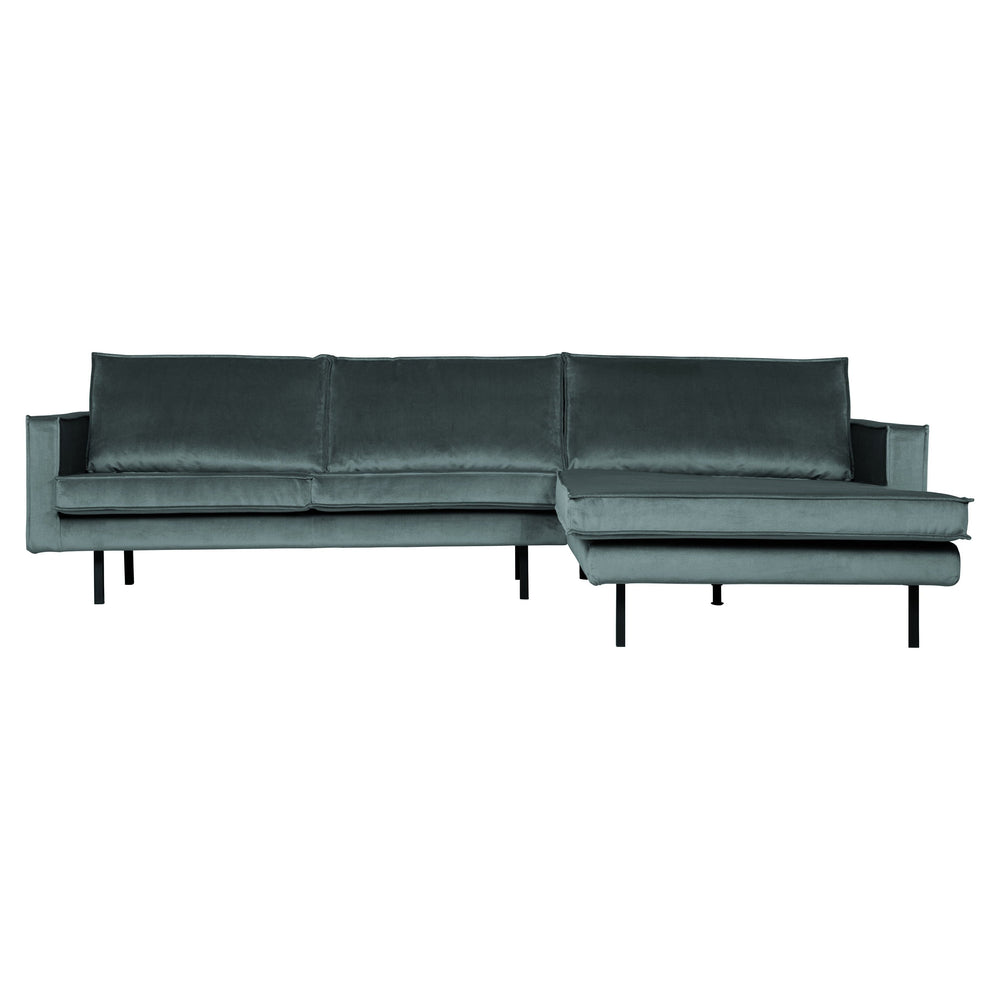 Kampinė sofa RODEO, prabangus aksomas, šv. mėlyna spalva