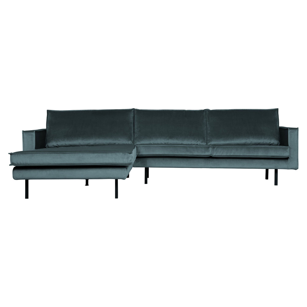 Kampinė sofa RODEO, prabangus aksomas, šv. mėlyna spalva