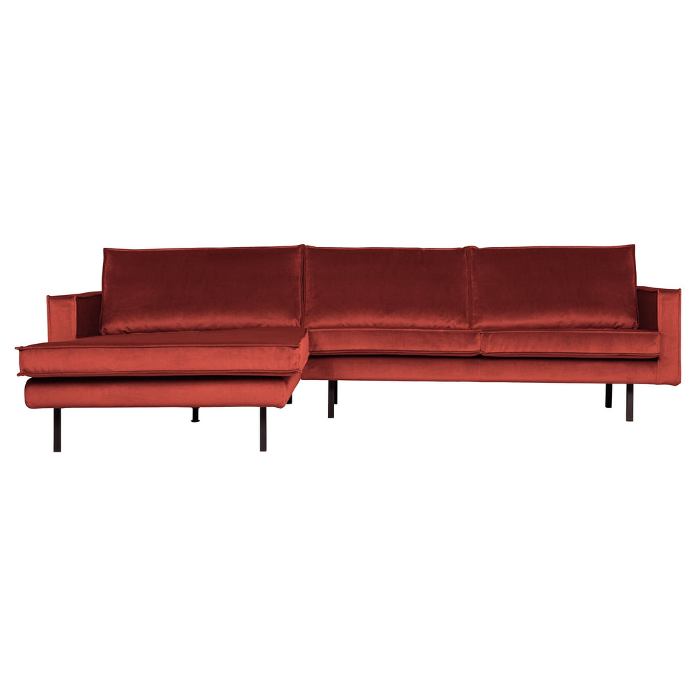 Kampinė sofa RODEO, prabangus aksomas, kaštono spalva