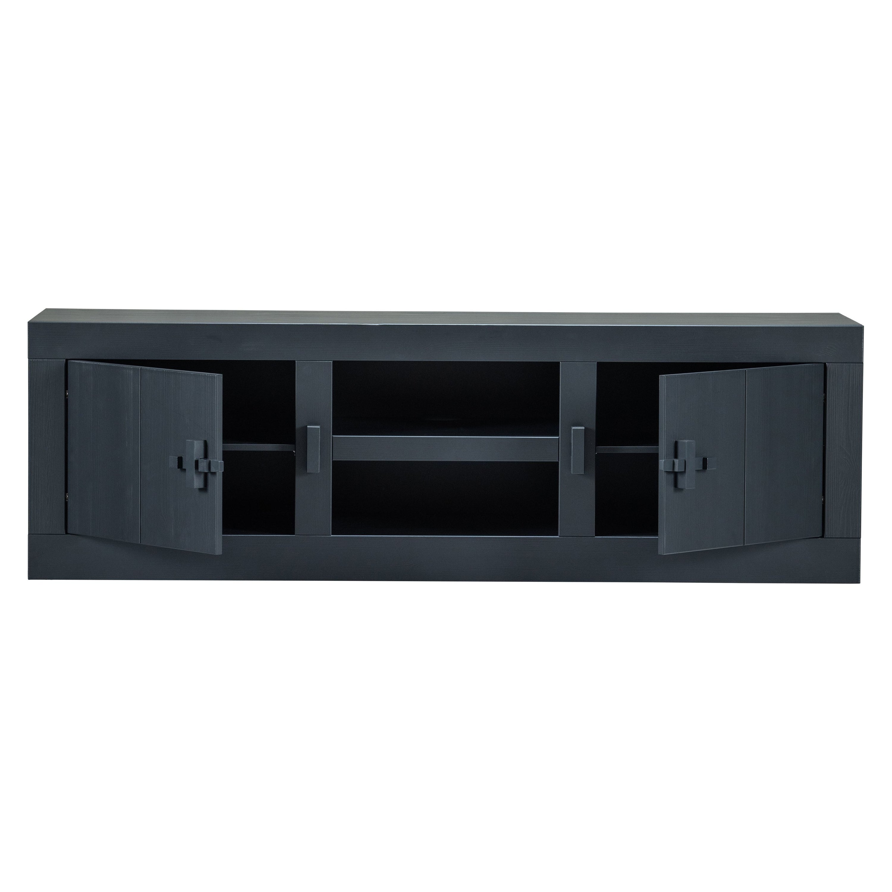 "BENSON" televizoriaus staliukas, juoda spalva, pušies mediena