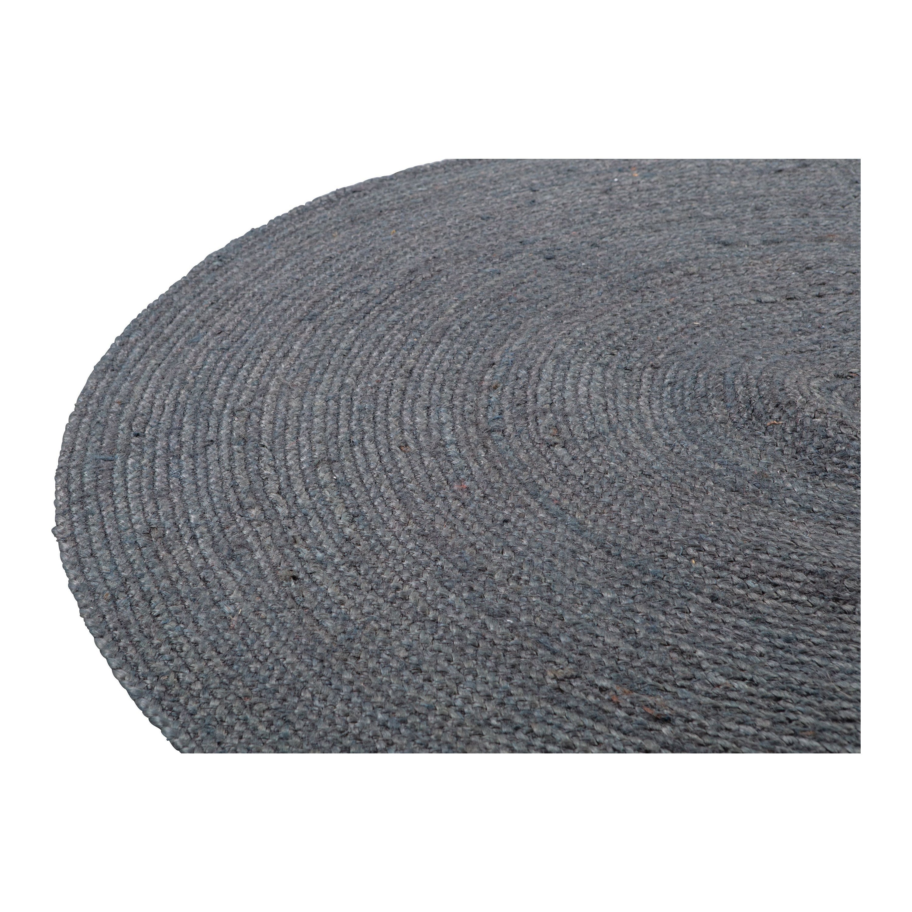 "ROSS" apvalus kilimas, pilka spalva, džiutas, 150 cm