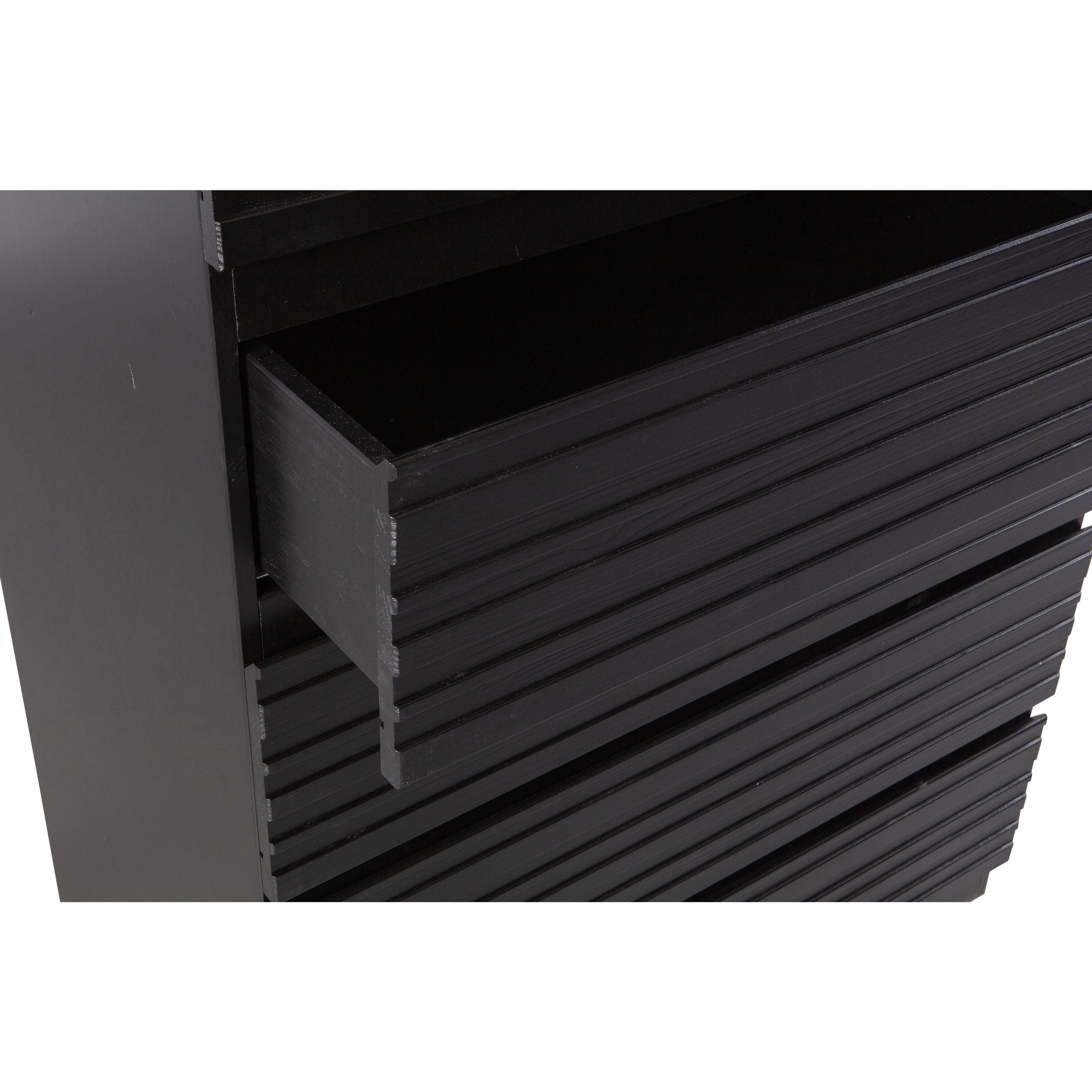 Komoda "JENTE" su 5 stalčiais, 120x83x46 cm juoda spalva, mediena (FSC)