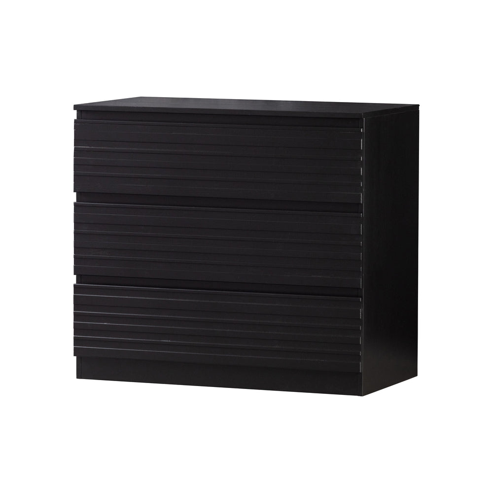 Komoda "JENTE" su 3 stalčiais, 75x83x46 cm, juoda spalva, mediena (FSC)
