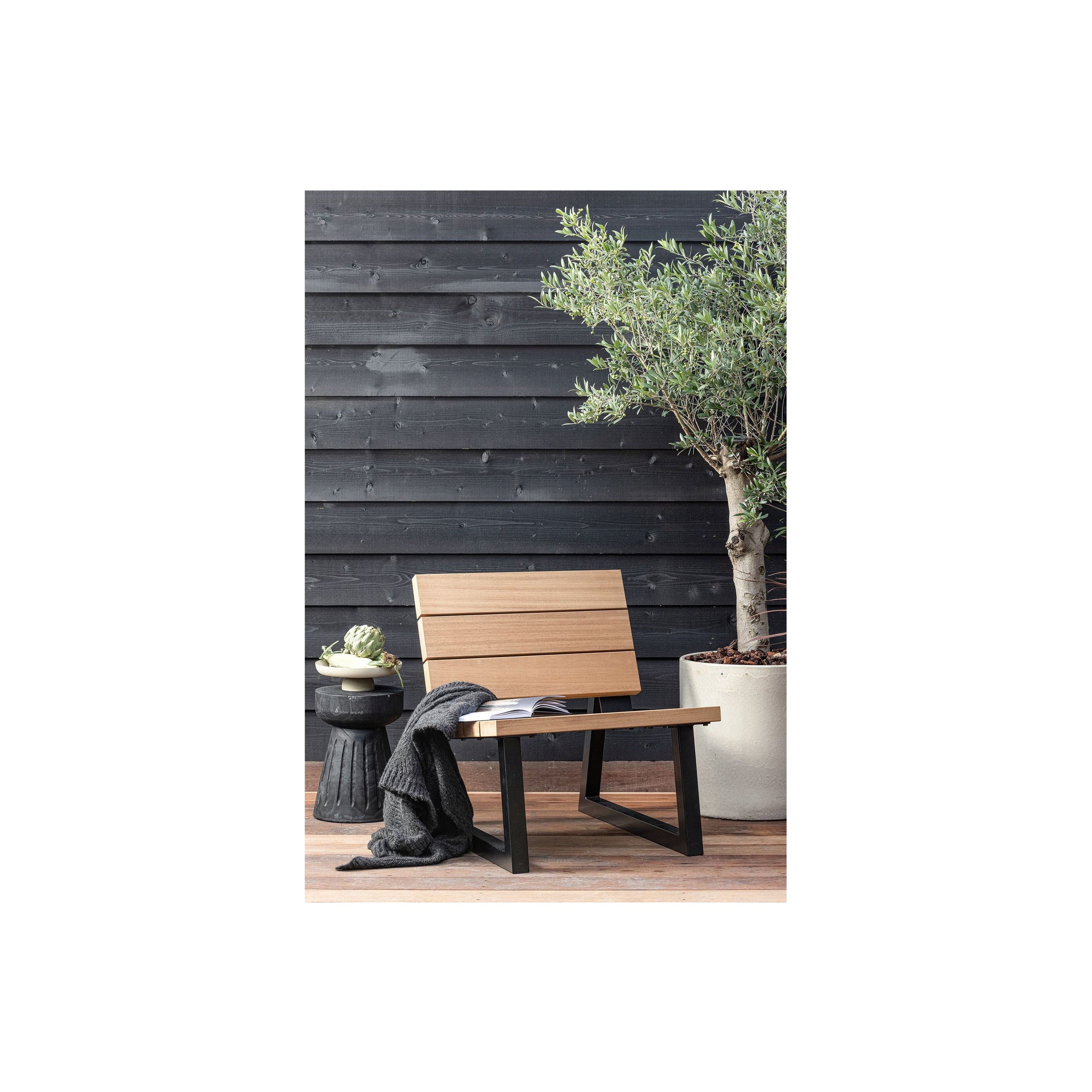 "BANCO" lauko kėdė, natūrali spalva, medis/metalas
