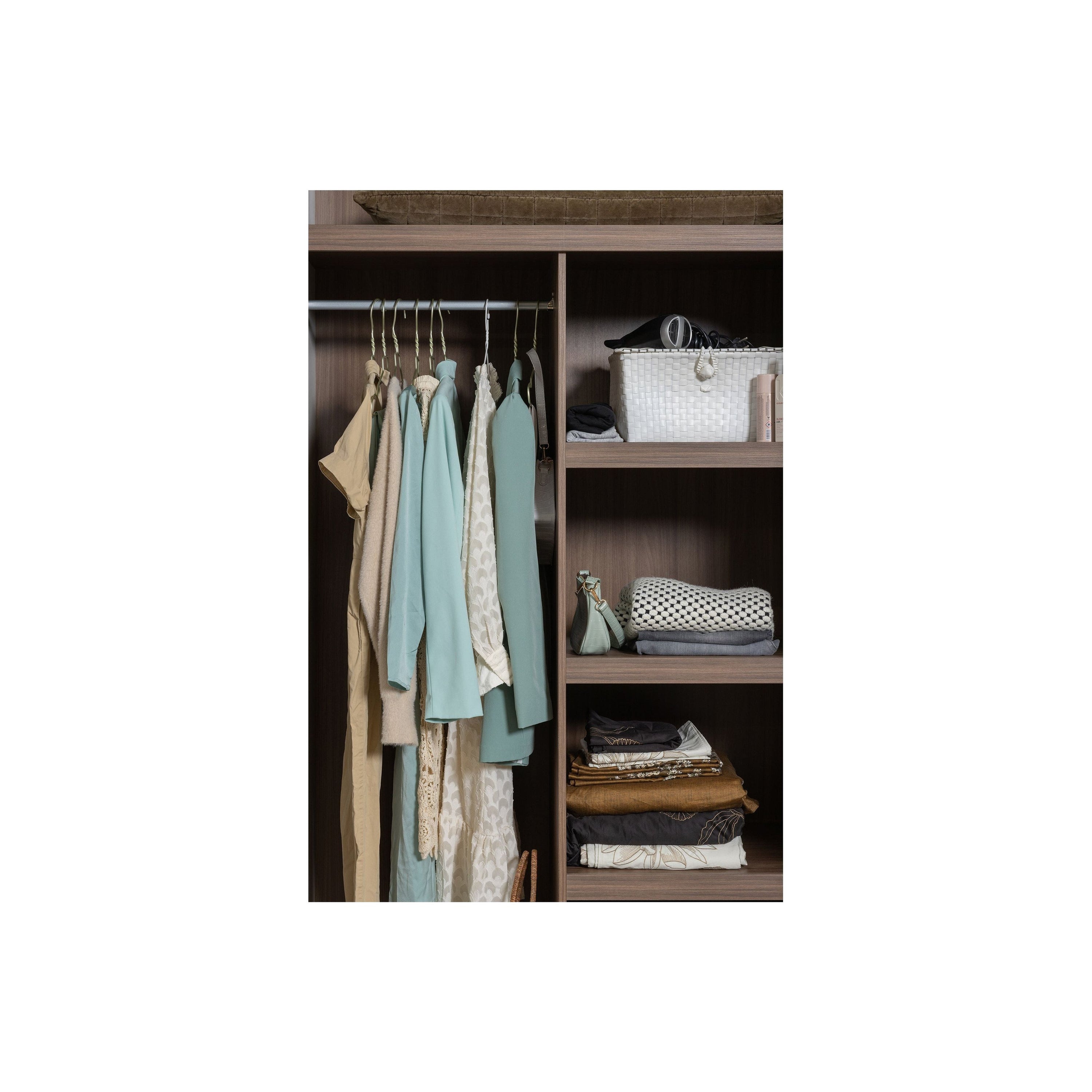 "RENS" drabužių spinta 2 durų, pilka spalva, mediena