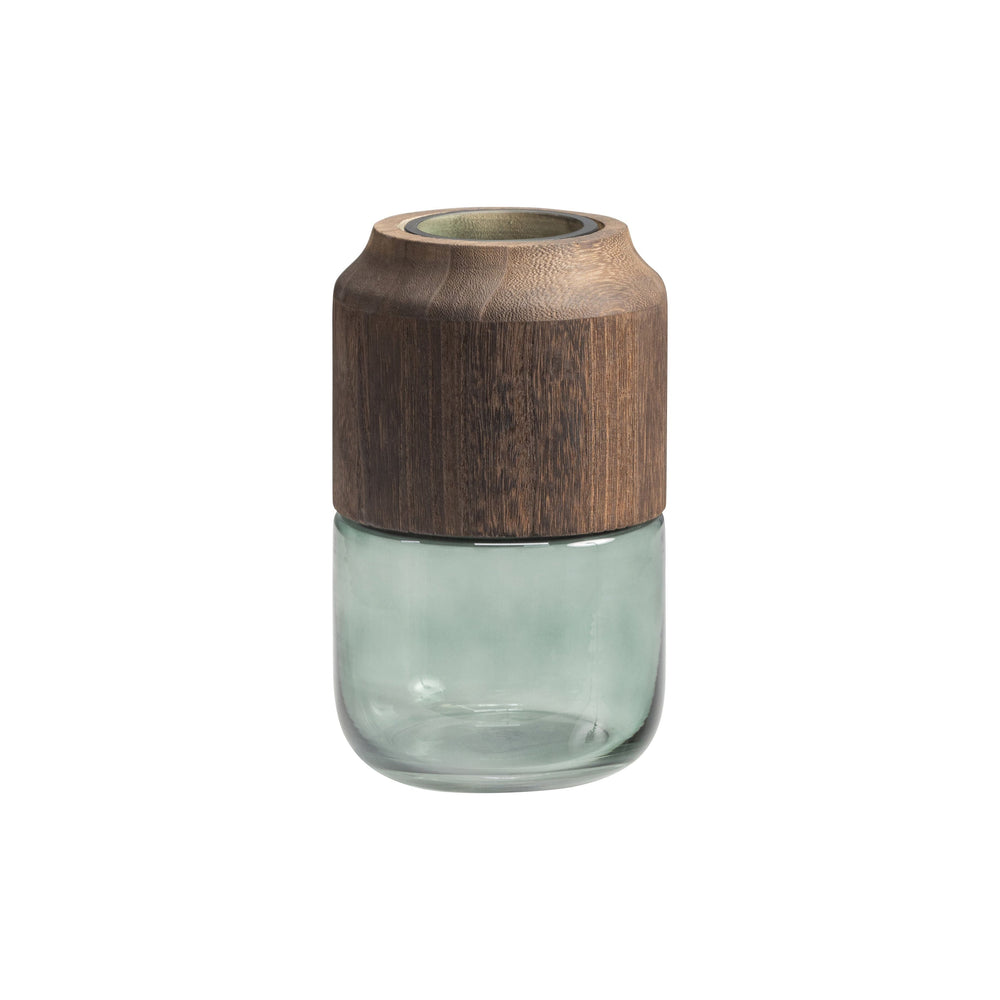 "Celeste" vaza, stiklas, mediena, mėlyna/žalia, 28x16cm