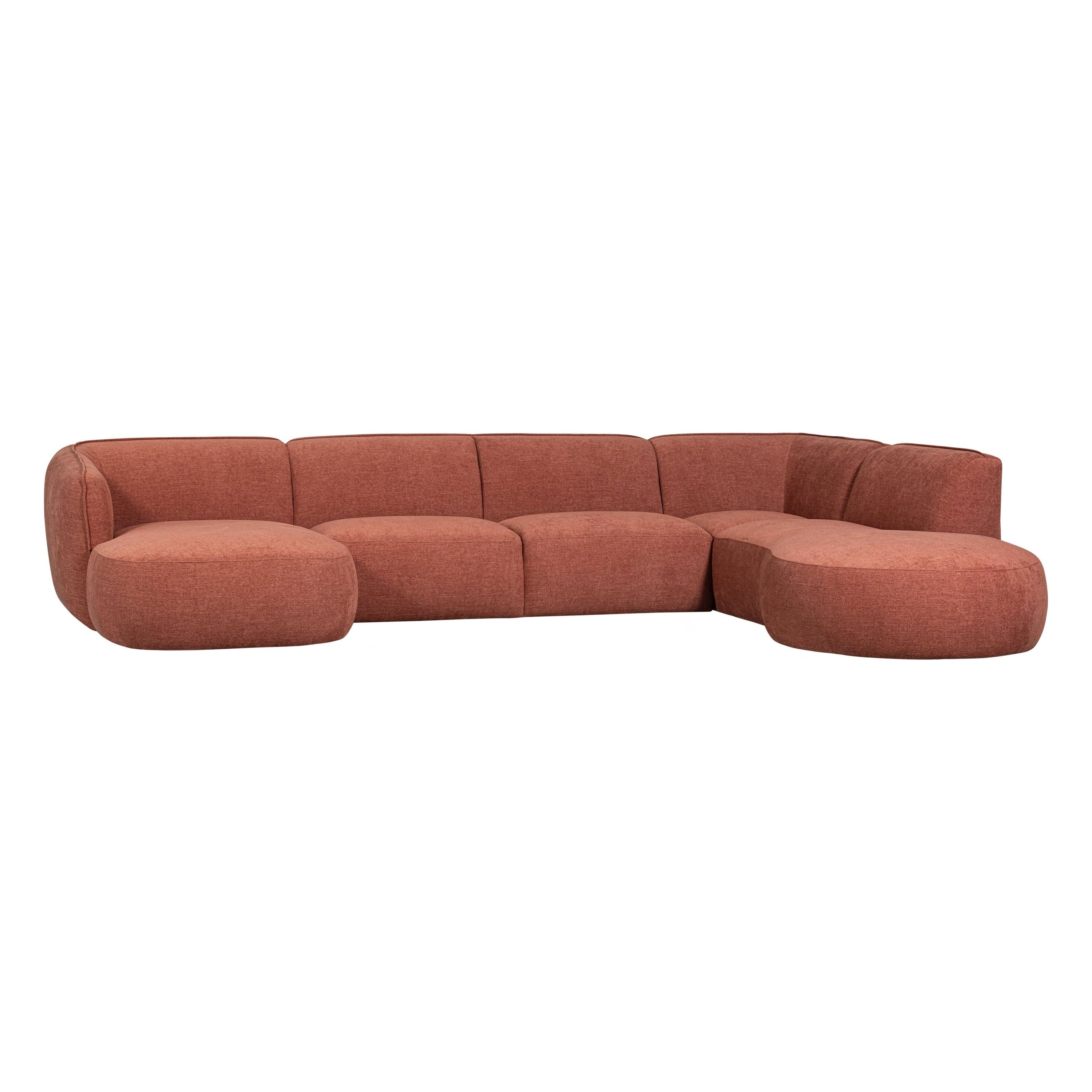 "Polly" dešinės pusės kampo sofa, U formos, rožinė spalva