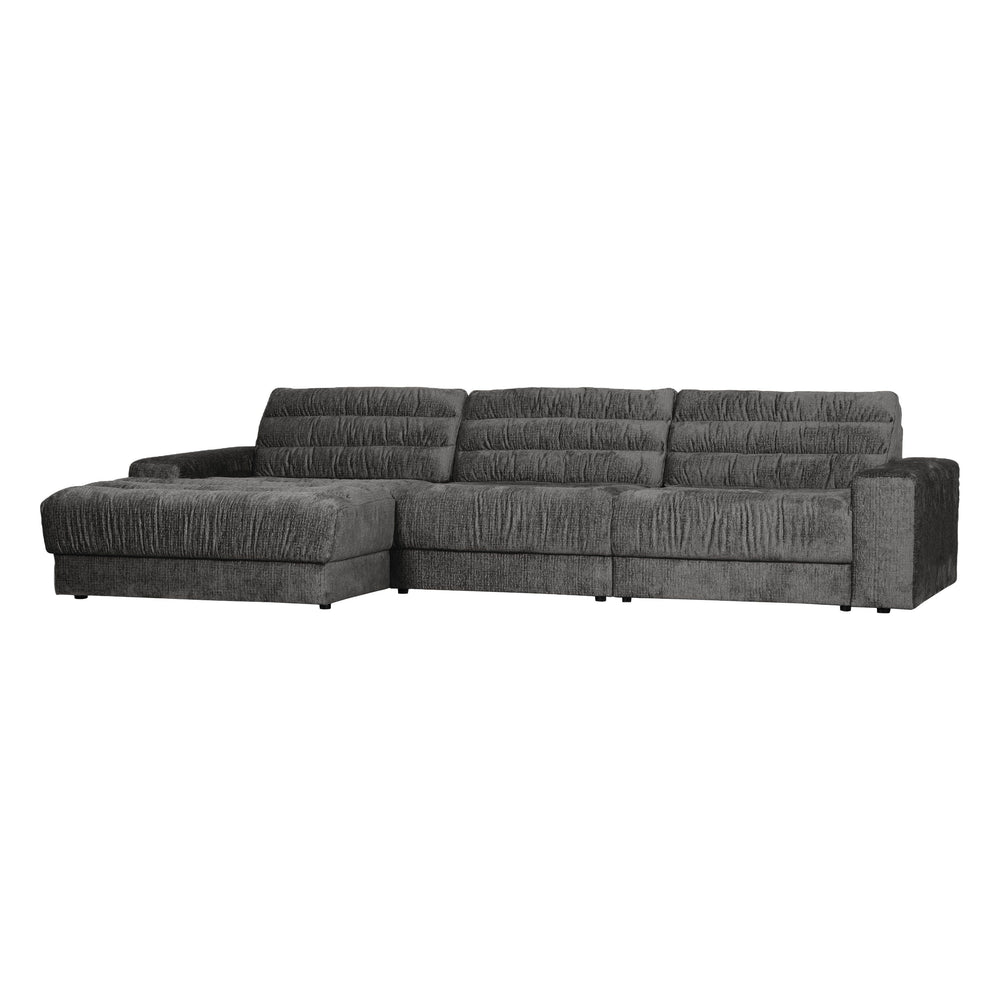 DATE kampinė sofa, kairė pusė, aksomas, tamsiai pilka