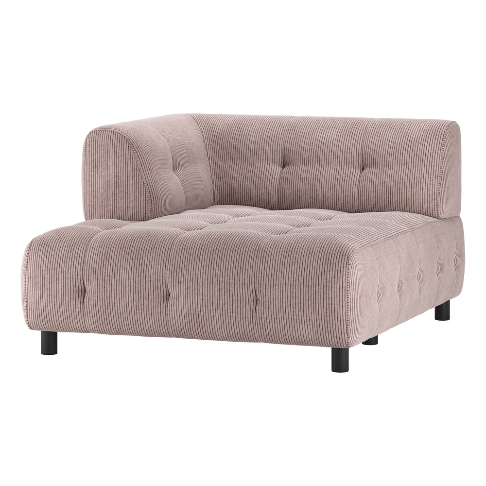 LOUIS 1,5 vietų modulinės sofos dalis, kairė, rausva spalva, velvetas