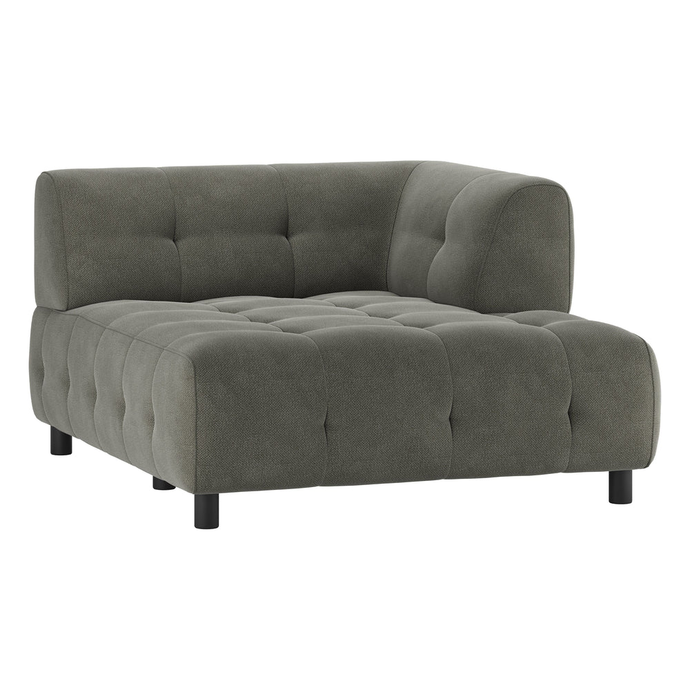 LOUIS 1,5 vietų modulinės sofos dalis, dešinė, tamsiai žalia spalva, austas audinys