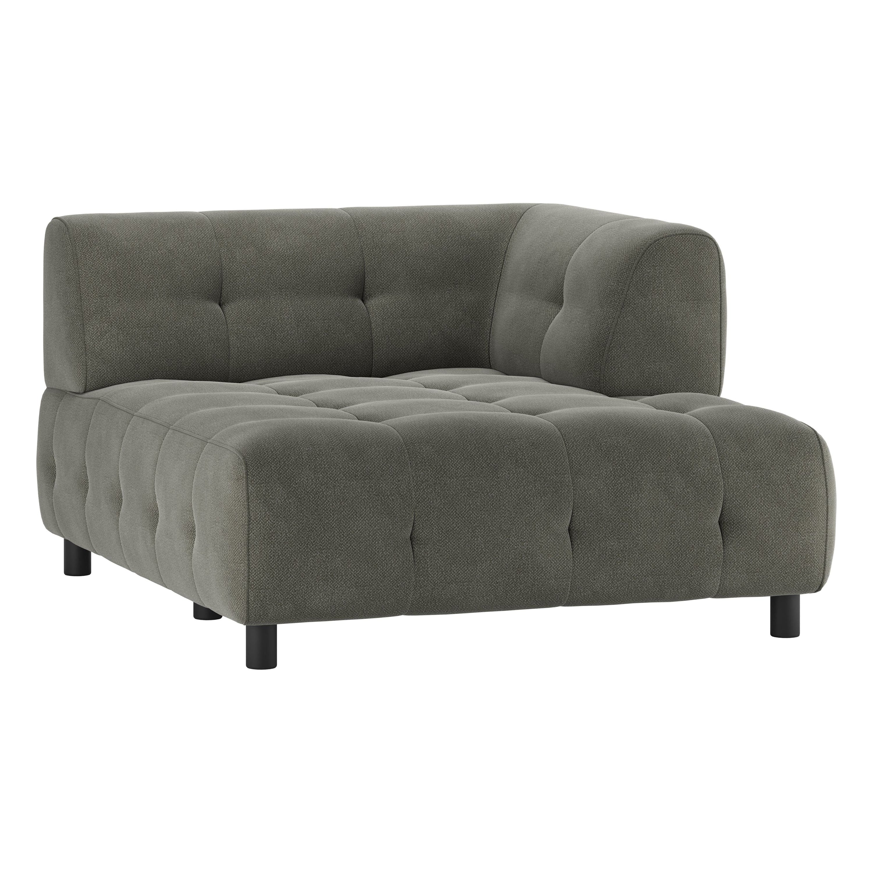 LOUIS 1,5 vietų modulinės sofos dalis, dešinė, tamsiai žalia spalva, austas audinys