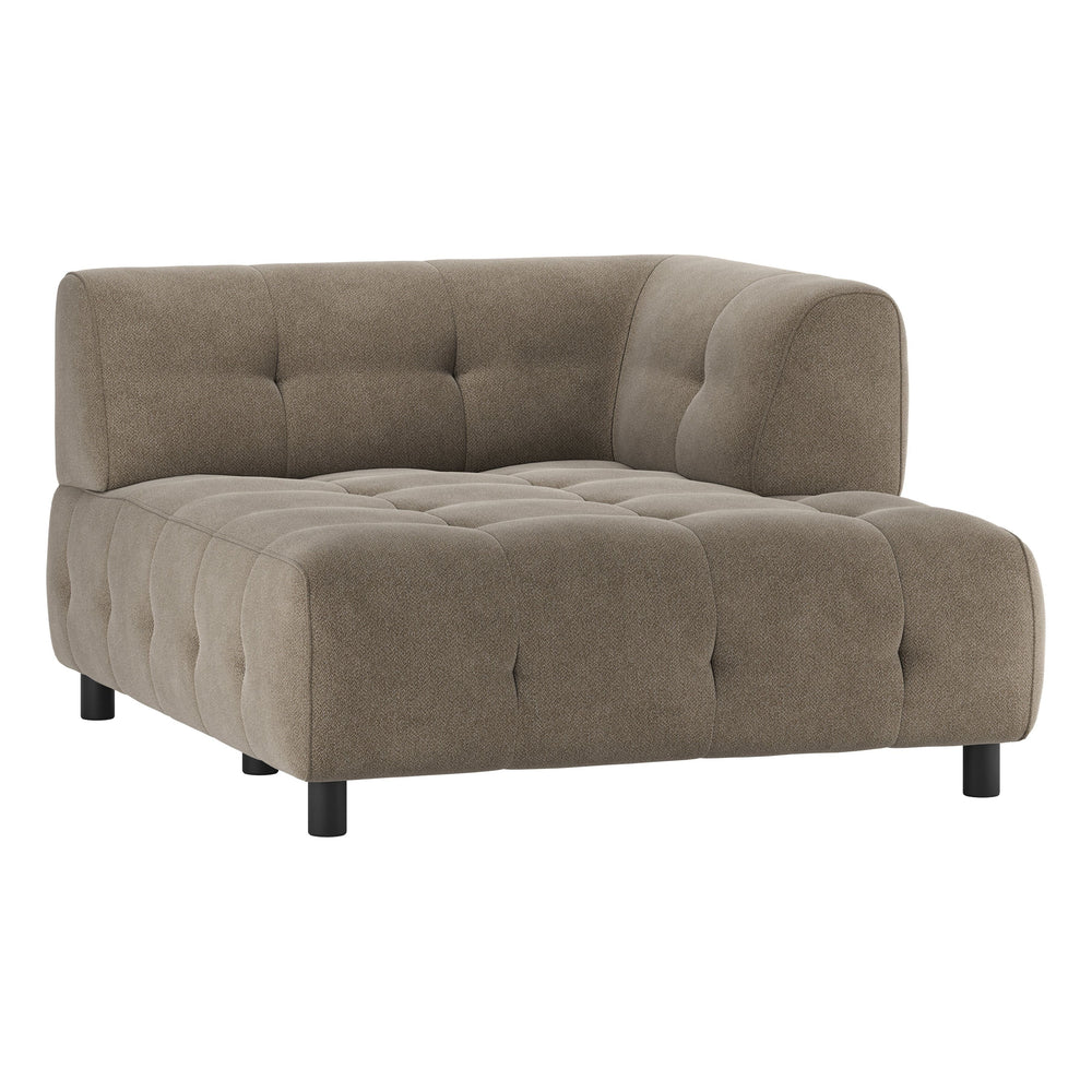 LOUIS 1,5 vietų modulinės sofos dalis, dešinė, ruda spalva, austas audinys