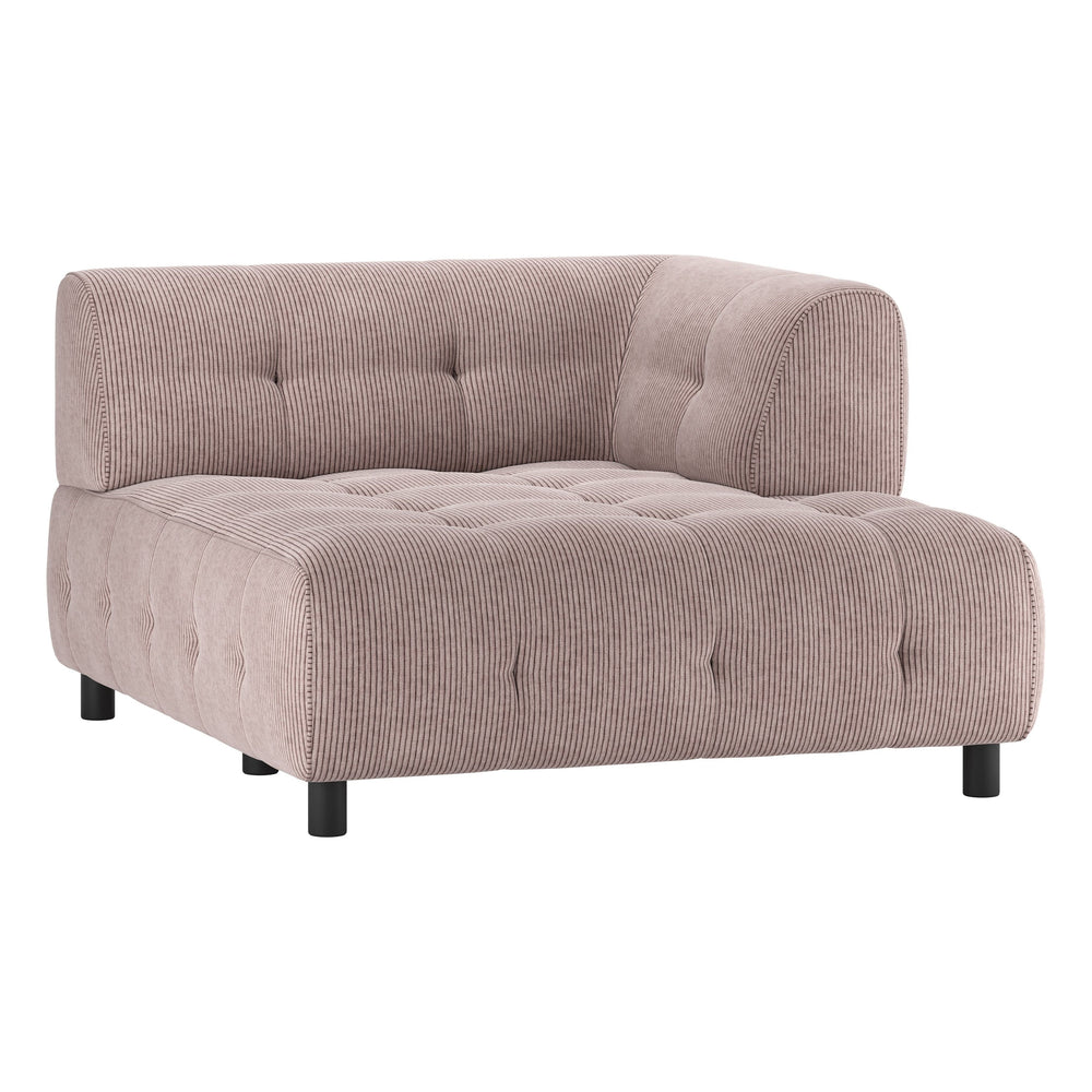 LOUIS 1,5 vietų modulinės sofos dalis, dešinė, rožinė spalva, velvetas