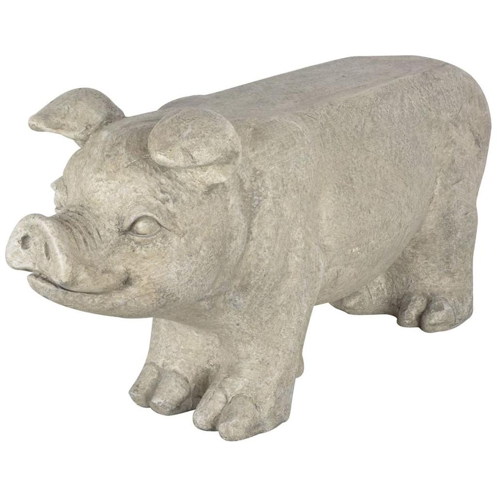 Esschert Design akmeninis sodo suoliukas, kiaulės formos, pilkas, AV13
