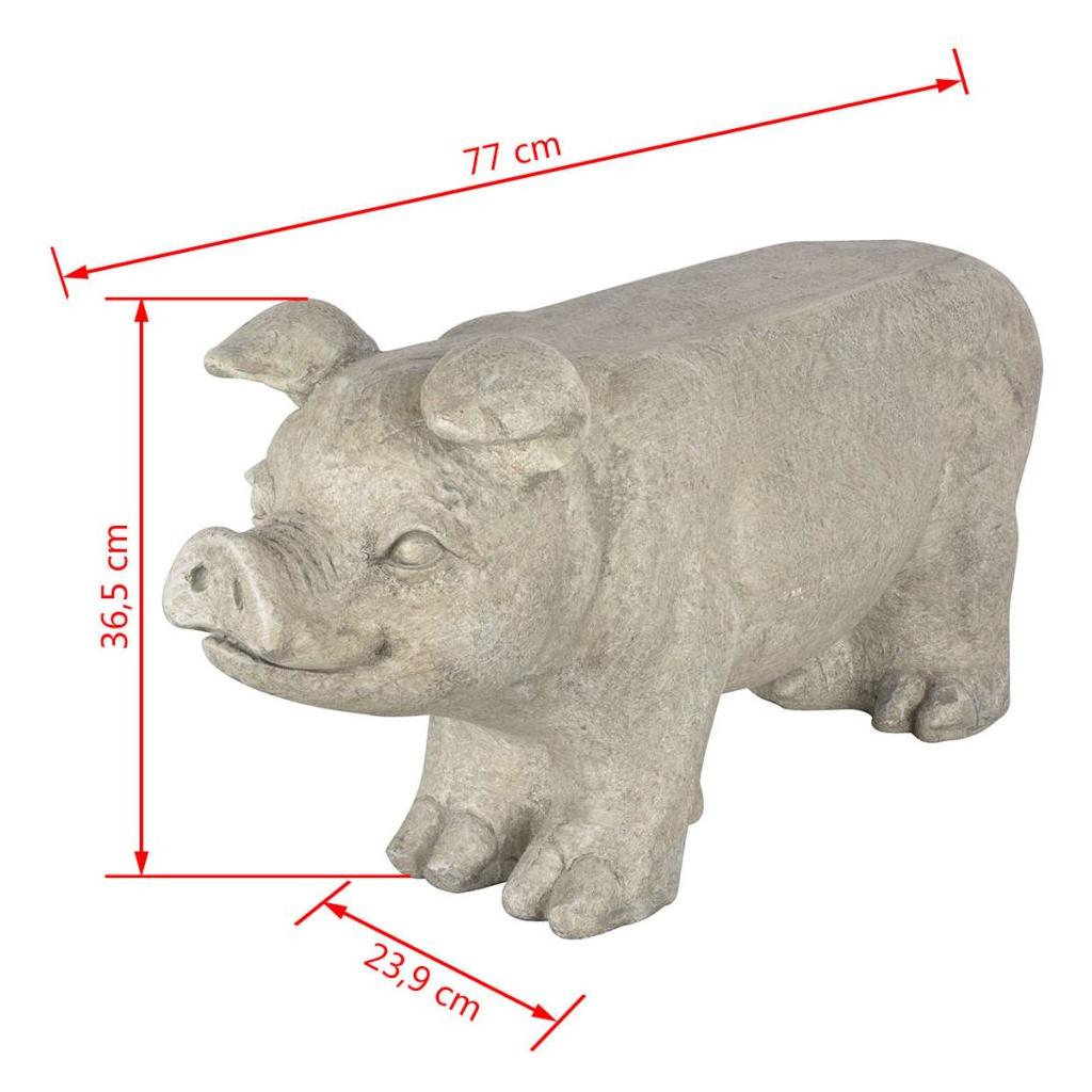 Esschert Design akmeninis sodo suoliukas, kiaulės formos, pilkas, AV13