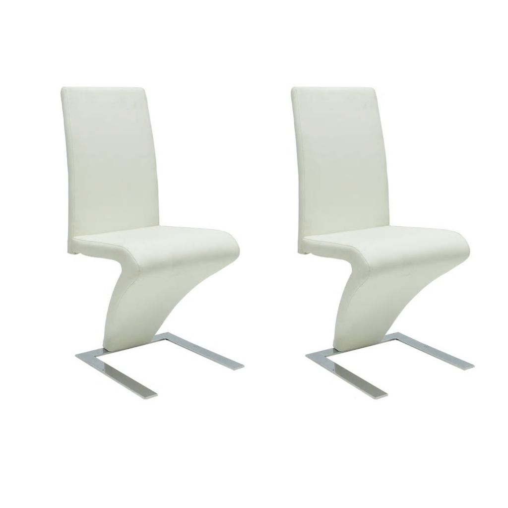 Valgomojo kėdės, 2 vnt., zigzago formos, baltos