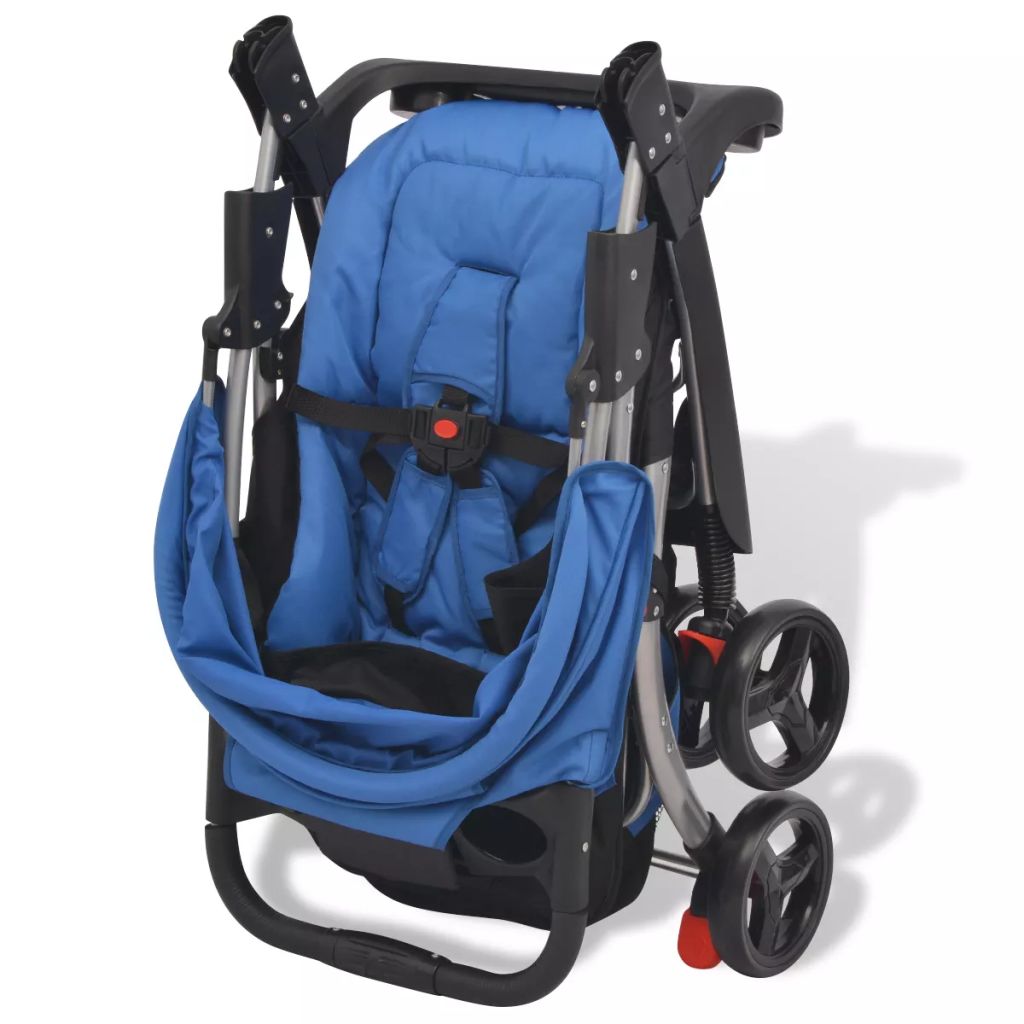 Vaikiškas vežimėlis, mėlynas, 102x52x100 cm
