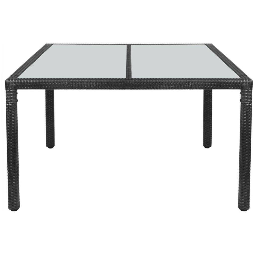 Lauko pietų stalas, poliratanas, 150x90x75 cm, juodas
