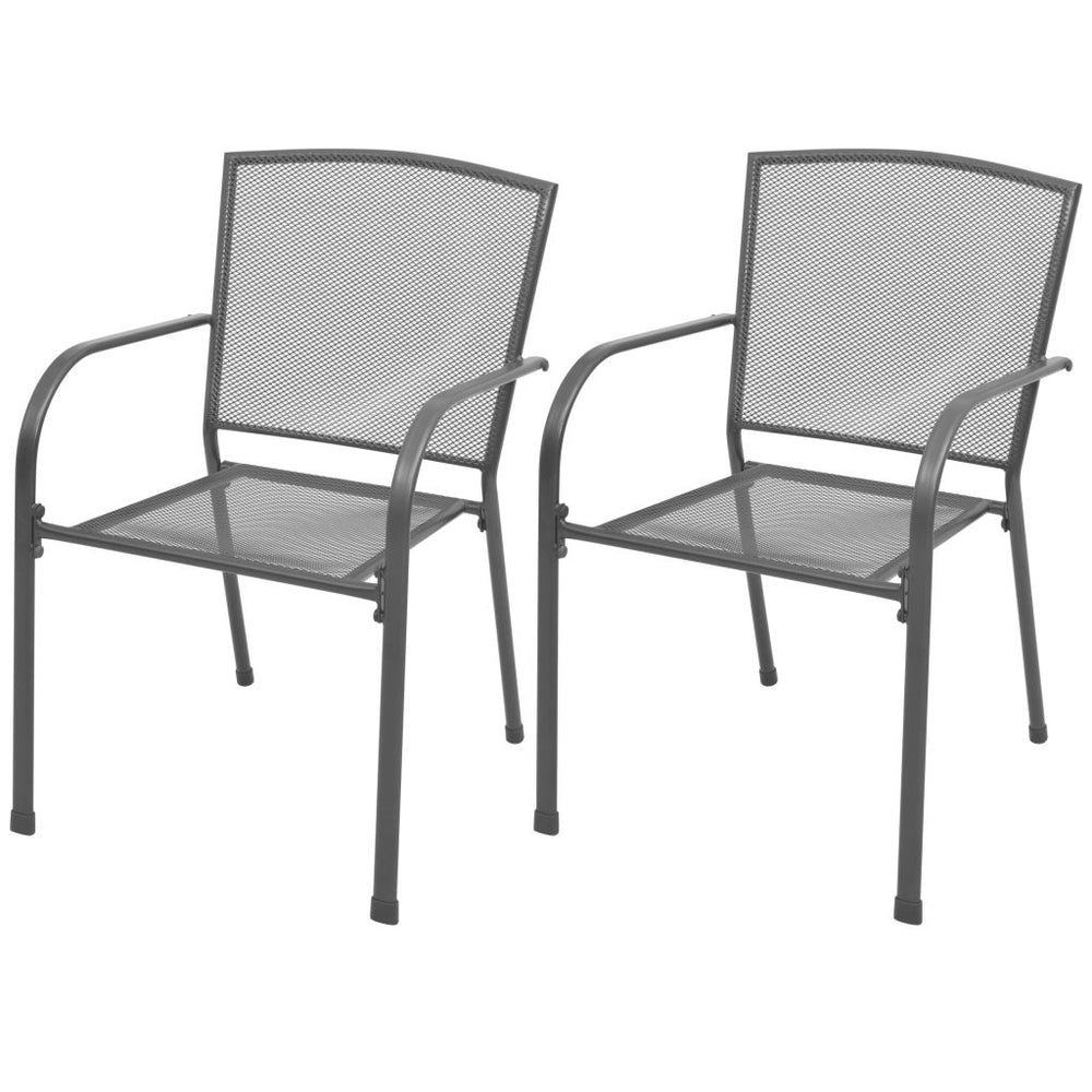 Sudedamos sodo kėdės, 2 vnt, plienas, pilkos