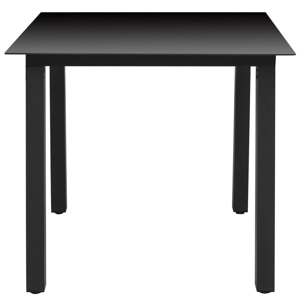Sodo valgomojo stalas, stiklas, aliuminis, 80x80x74cm, juodas