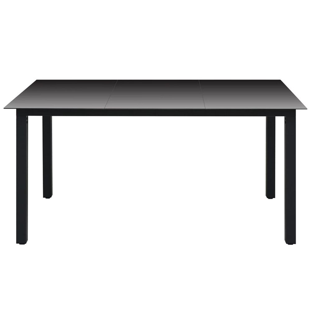 Sodo valgomojo stalas, stiklas, aliuminis, 150x90x74cm, juodas