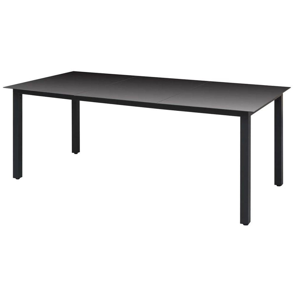 Sodo valgomojo stalas, stiklas, aliuminis, 190x90x74cm, juodas