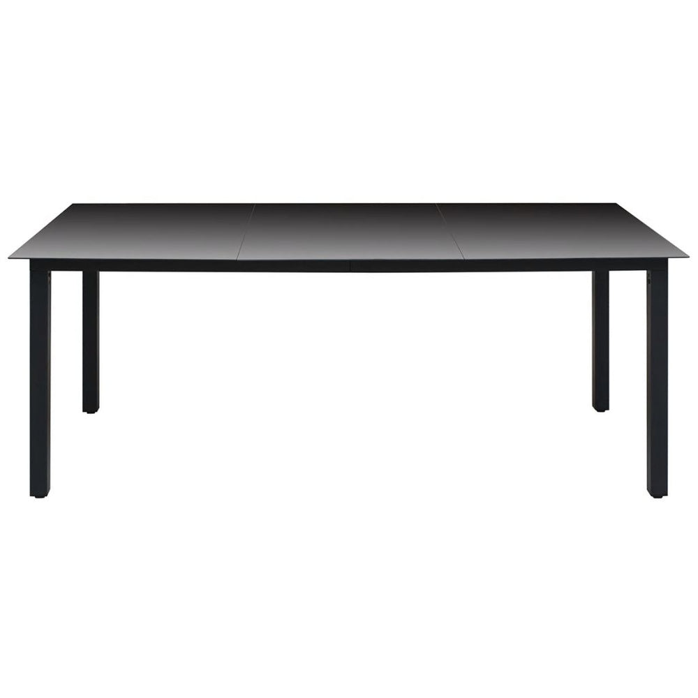 Sodo valgomojo stalas, stiklas, aliuminis, 190x90x74cm, juodas