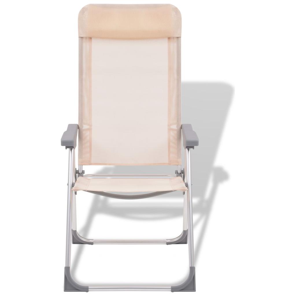 Kempingo kėdės, 4vnt., kreminės sp., aliuminis, 56x60x112cm