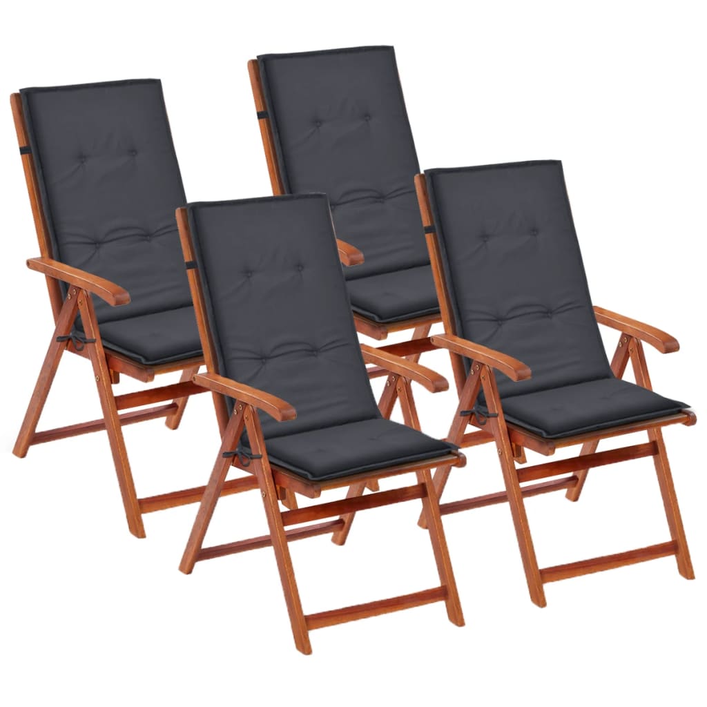 Sodo kėdės pagalvėlės, 4vnt., antracito sp., 120x50x3cm