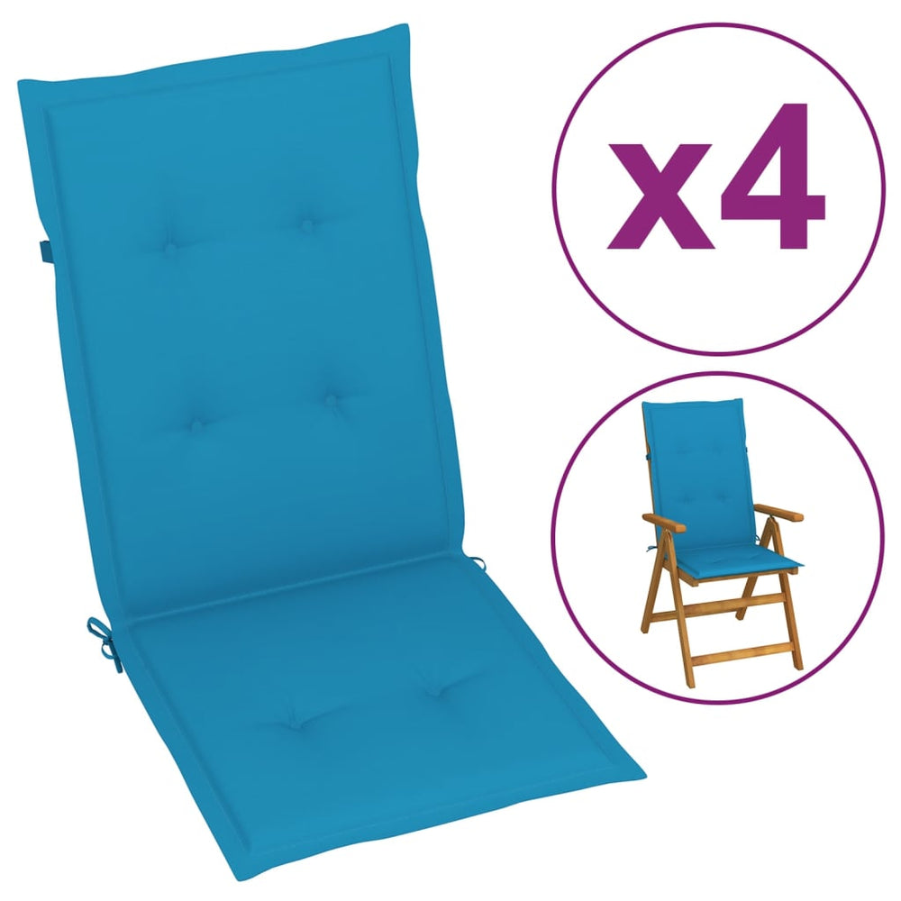 Sodo kėdės pagalvėlės, 4vnt., mėlynos, 120x50x3cm