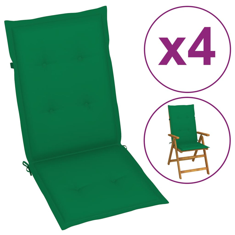 Sodo kėdės pagalvėlės, 4vnt., žalios, 120x50x3cm