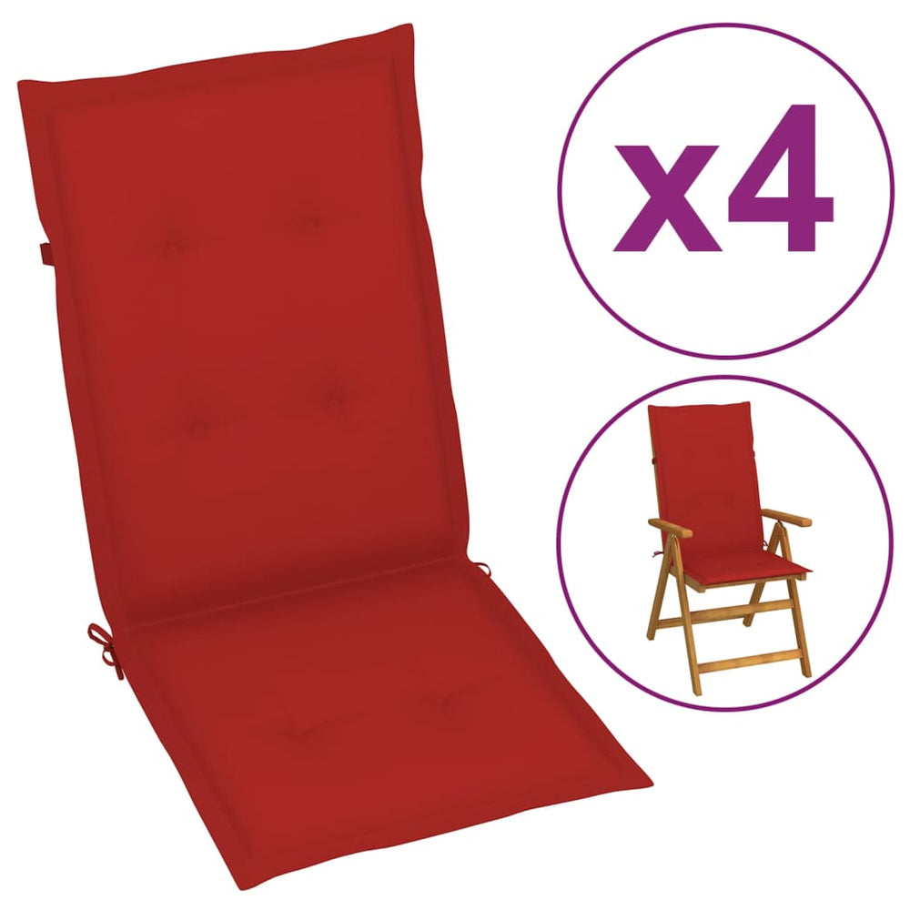 Sodo kėdės pagalvėlės, 4vnt., raudonos, 120x50x3cm