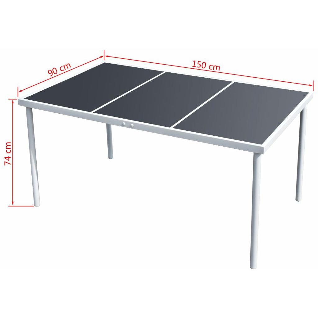 Lauko valgomojo stalas, 150x90x74cm, juodas