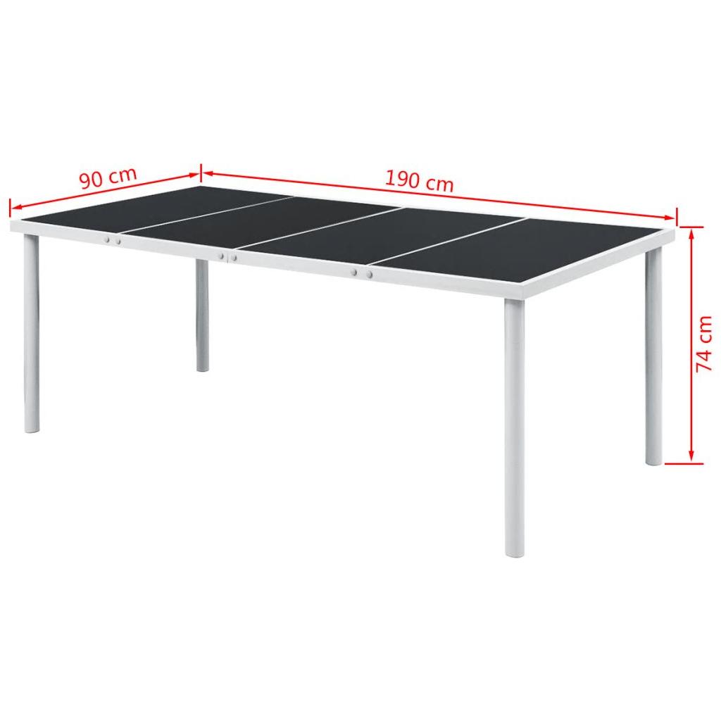 Lauko valgomojo stalas, 190x90x74cm, juodas