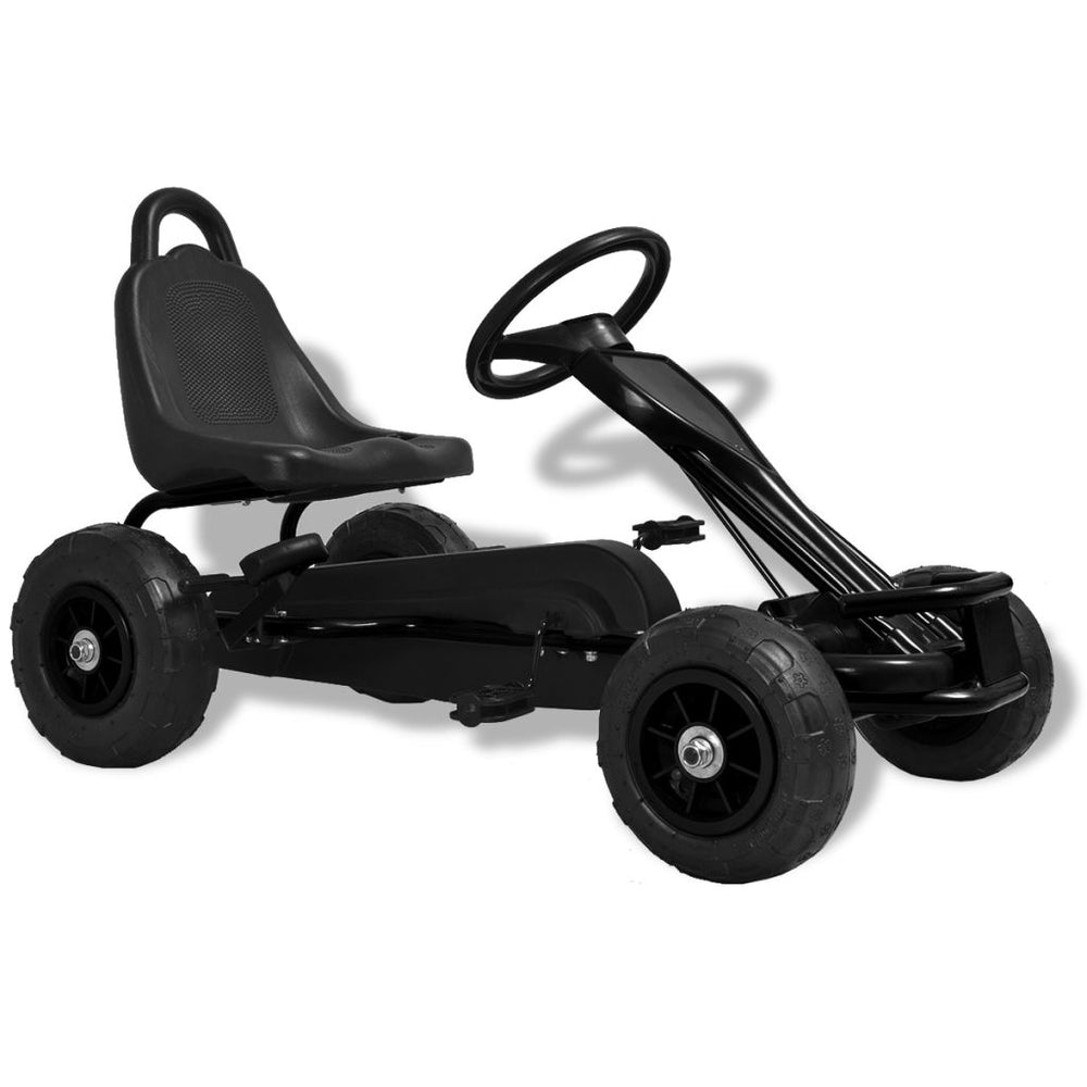 Pedalais minamas kartingas su pneumat. padangomis, juodas