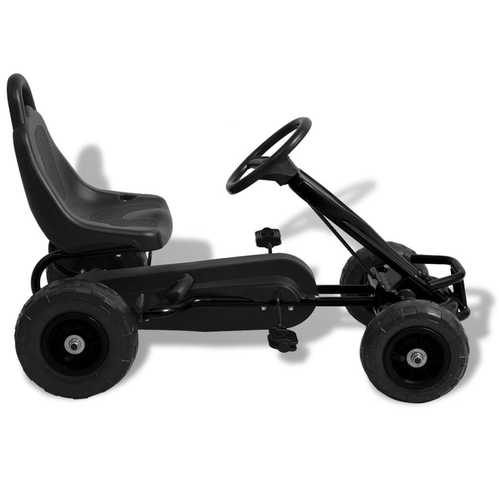 Pedalais minamas kartingas su pneumat. padangomis, juodas