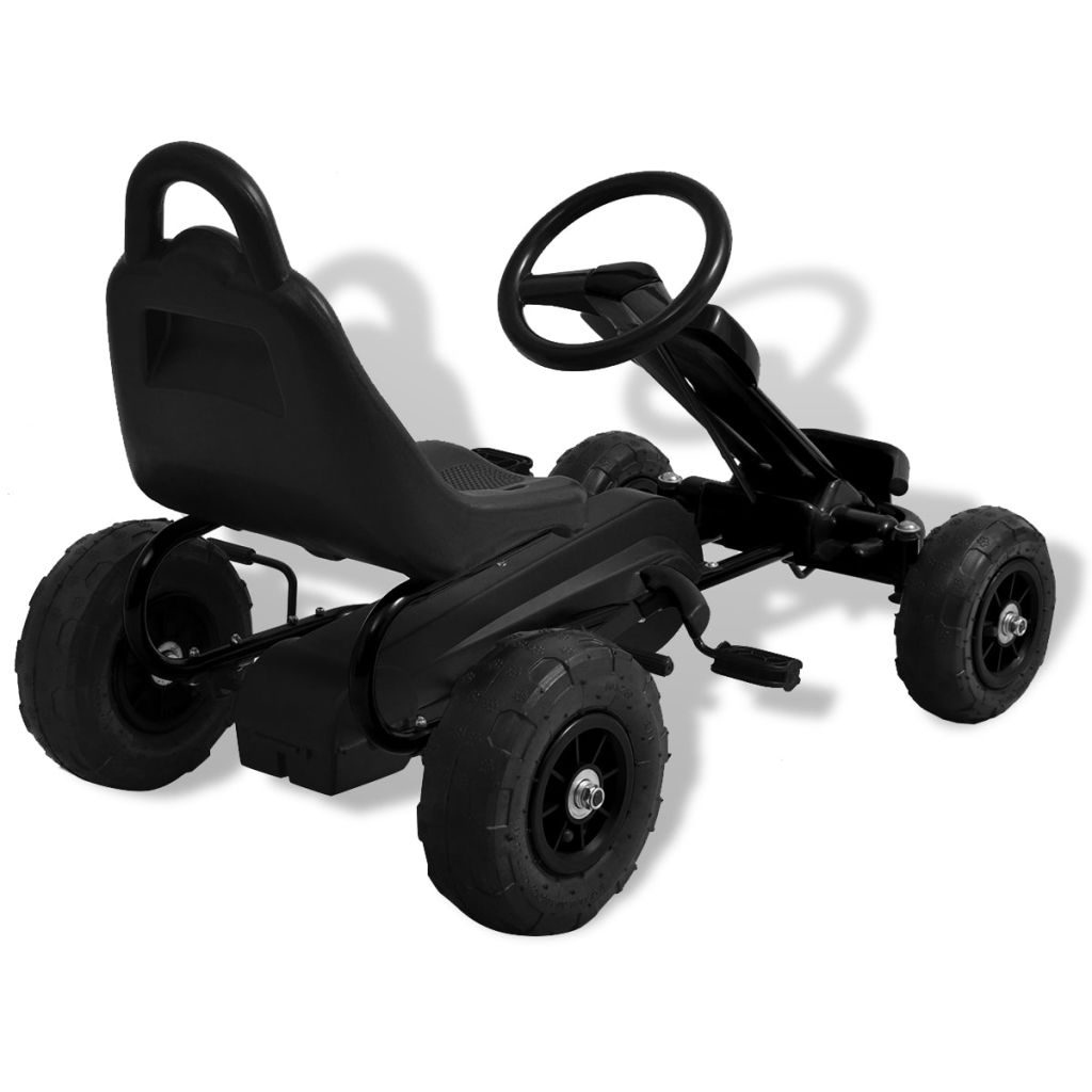 Pedalais minamas kartingas su pneumat. padangomis, juodas