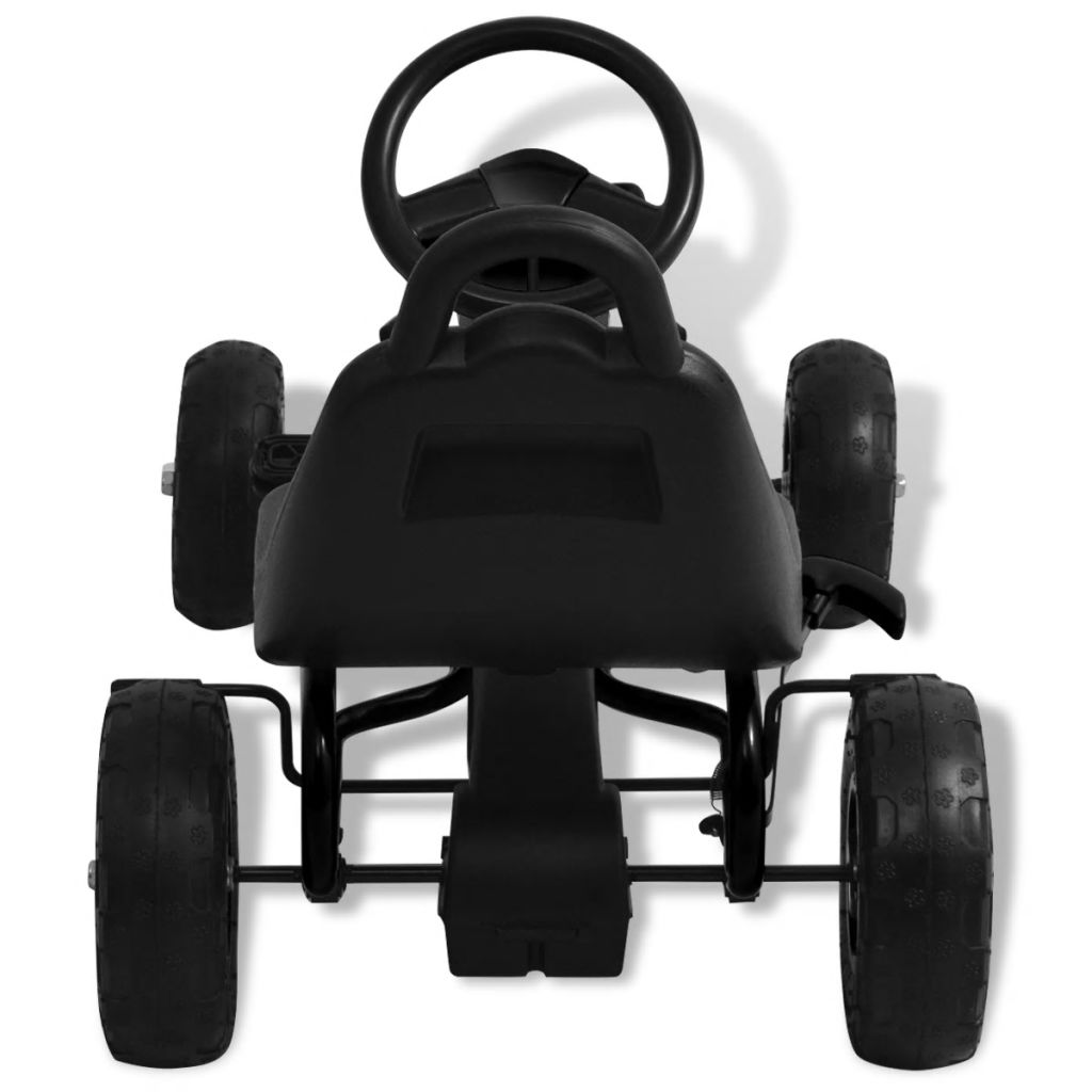 Pedalais minamas kartingas su pneumat. padangomis, juodas