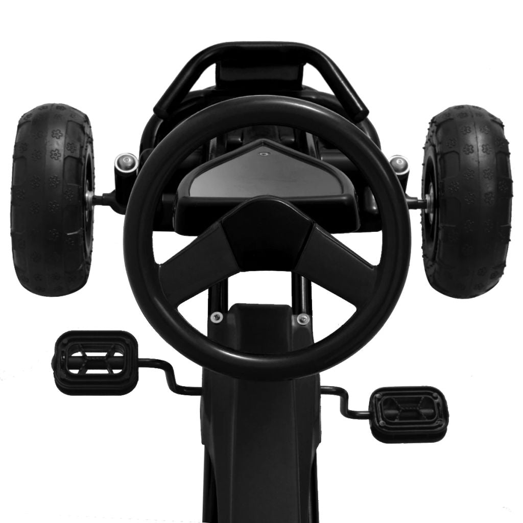 Pedalais minamas kartingas su pneumat. padangomis, juodas