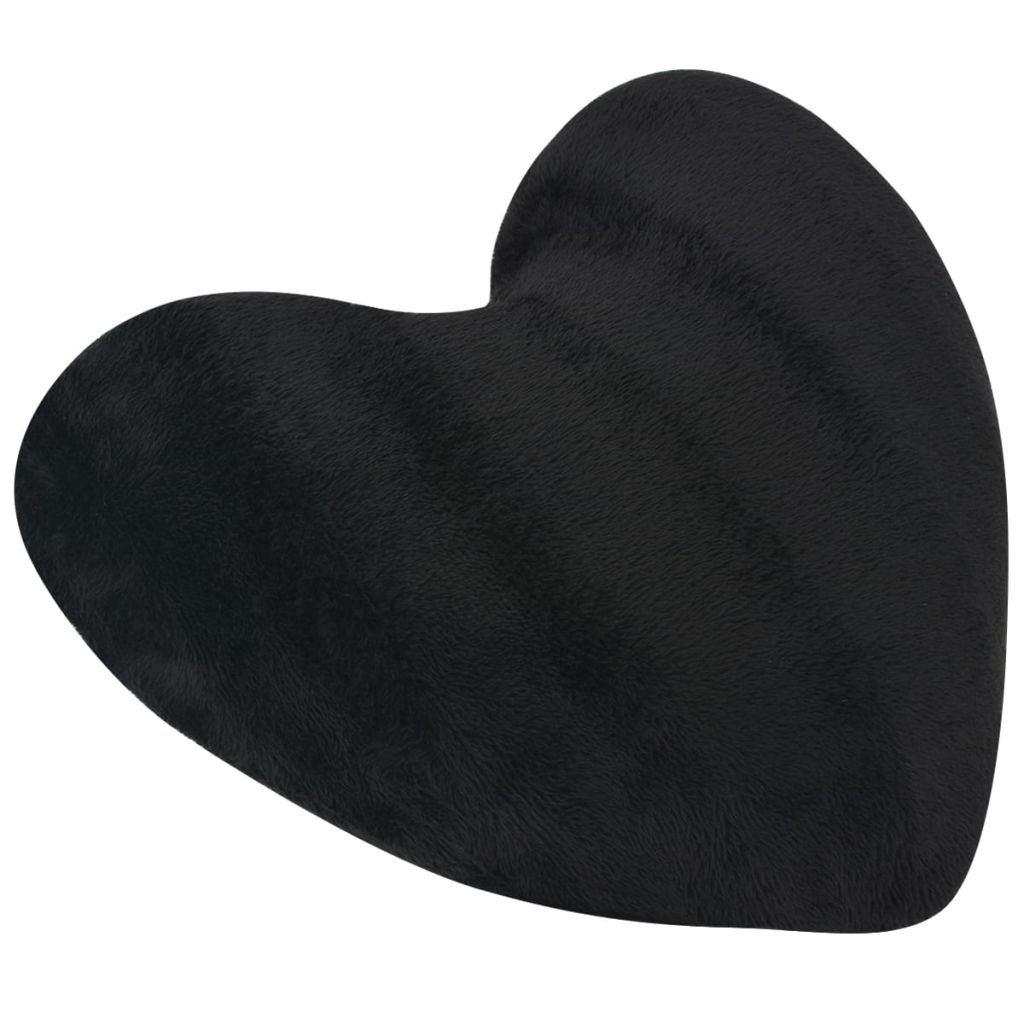 Širdelės formos pagalvėlės, 2 vnt., dirbtinis kailis, juodos