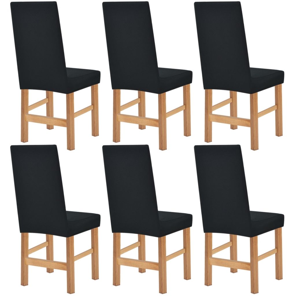 Tamprūs kėdžių užvalkalai, 6 vnt., juodi, pikė