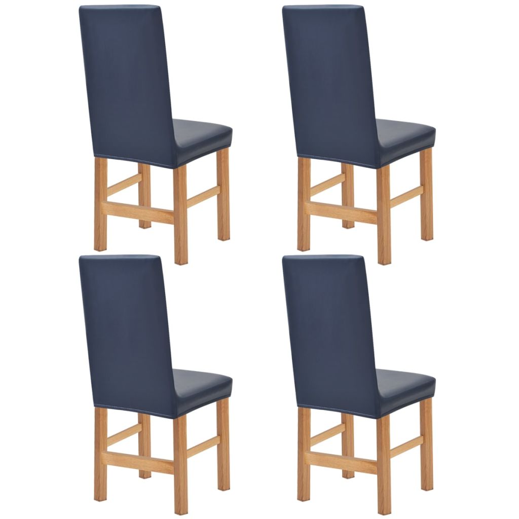 Tamprūs kėdžių užvalkalai, 4 vnt., t. mėlyni, dirbtinė zomša