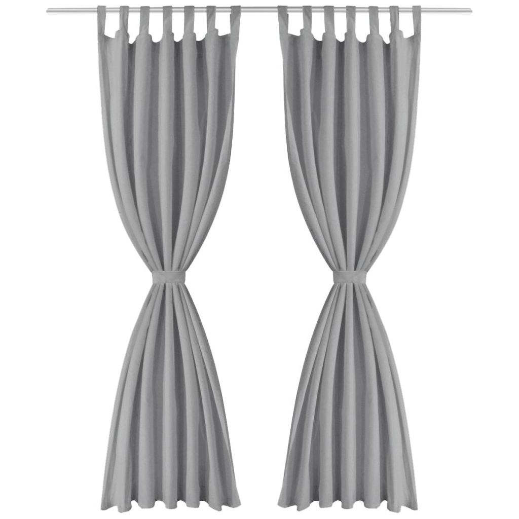 Mikro satino užuolaidos su kilpomis, 2vnt., 140x245cm, pilkos
