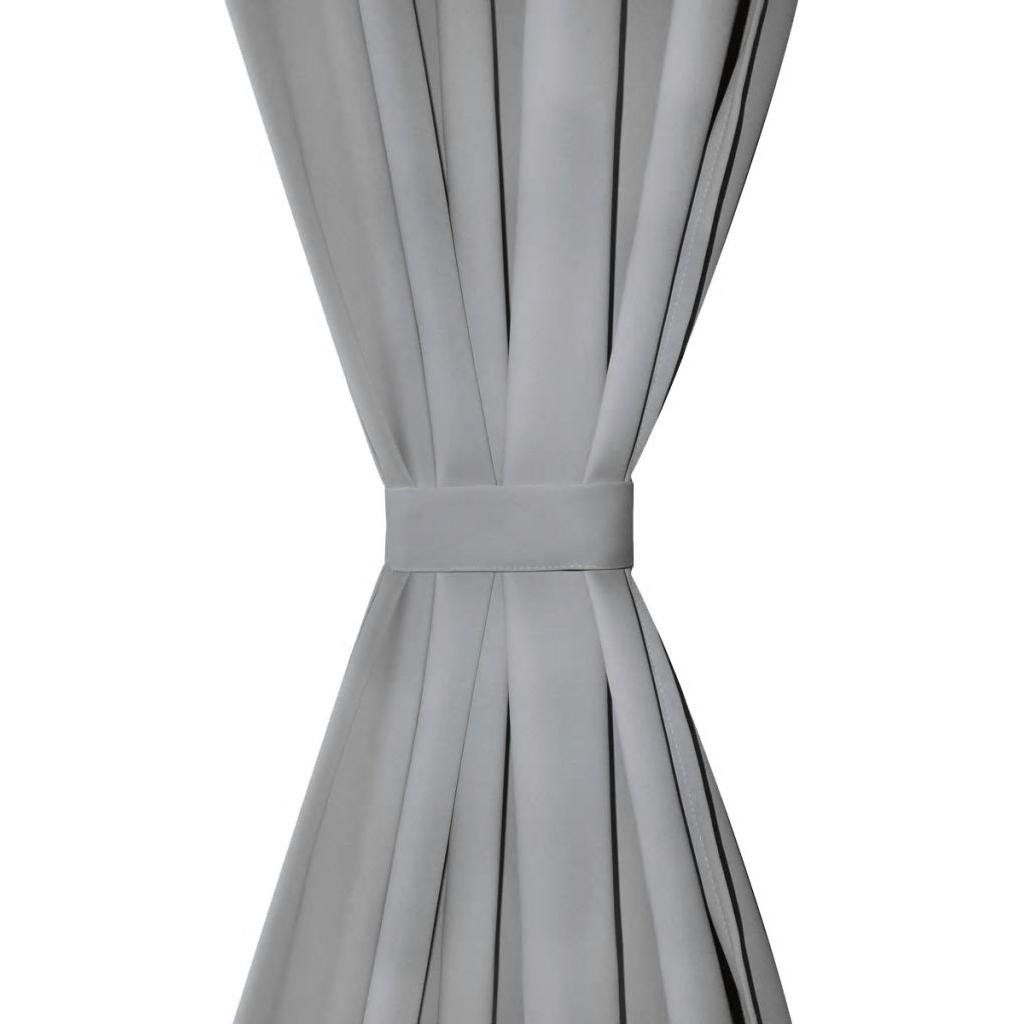 Mikro satino užuolaidos su kilpomis, 2vnt., 140x245cm, pilkos