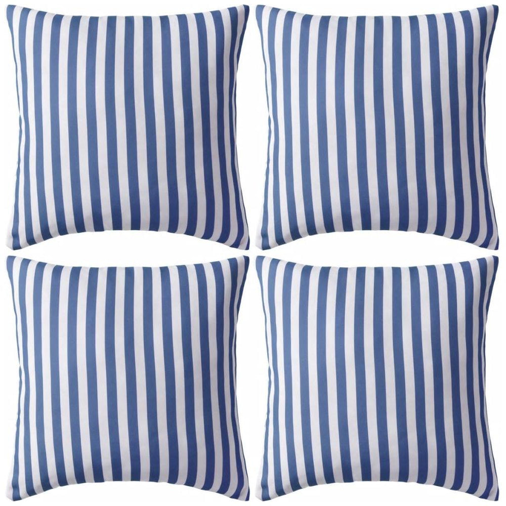 Lauko pagalvės, 4 vnt., tams. mėlynos sp., 45x45 cm, dryžuotos