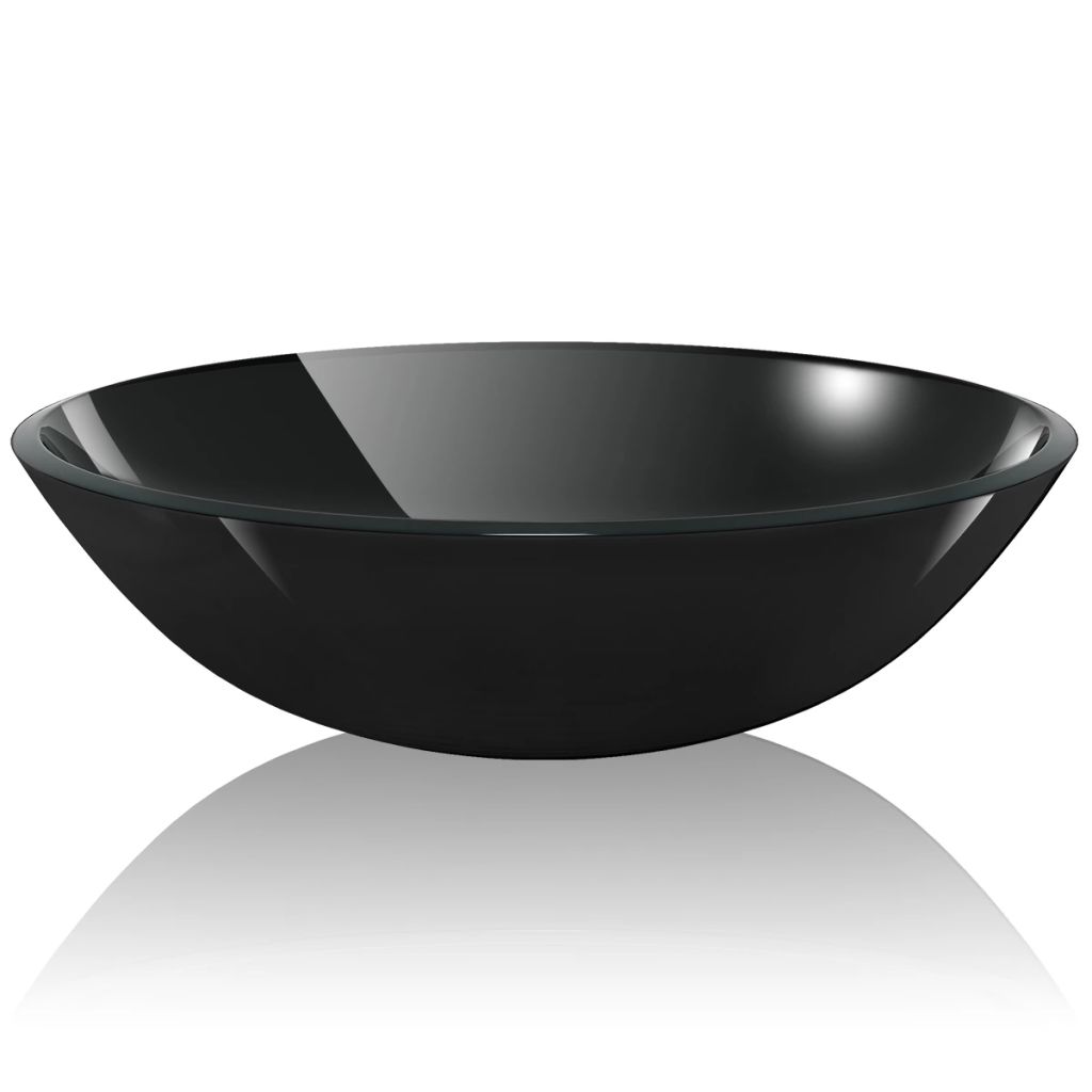 Praustuvas iš grūdinto stiklo, 42 cm, juodas