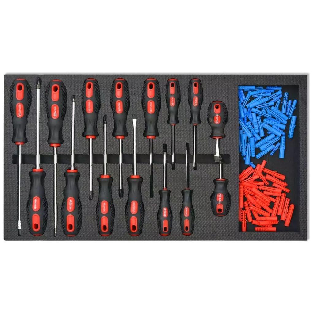 Dirbtuvės įrankių vežimėlis su 1125 įrankiais, plienas, raudonas