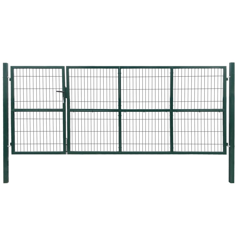 Sodo vartai, kiemo tvora, su stulp., 350x140 cm, plienas, žali