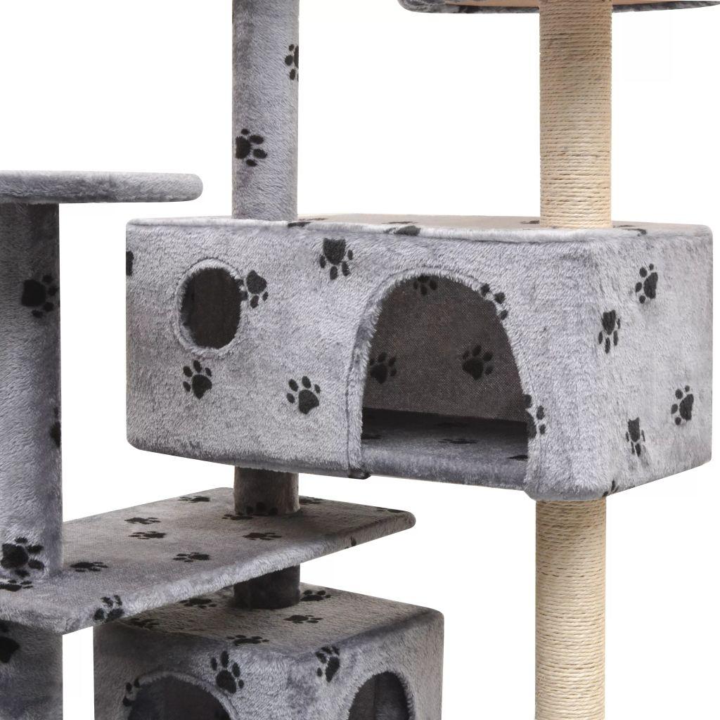 Draskyklė katėms su stov. iš sizalio, 125cm, pilkas pėd. raštas