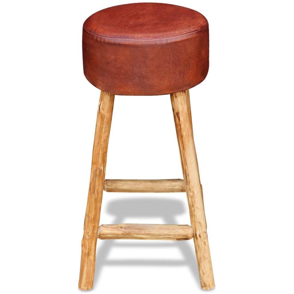 Baro kėdė, tikra oda, ruda ir natūrali sp., 35x78 cm